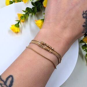 Minimalist Multi strand Gold Plated Vintage Bracelet / Anklet